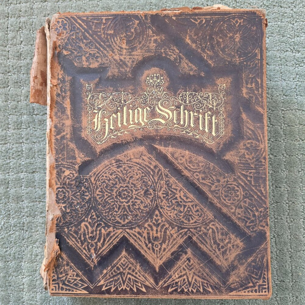 Antique German 1800's Family Bible Heilige Schrift